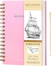 5.5" X 8.5" Sketch Small Sketchbook for Drawing 100 Sheets Hardcover Spiral Sket