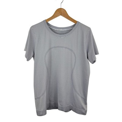 Lululemon Swiftly Relaxed Short Sleeve Tee 8/10 White Black Stripe
