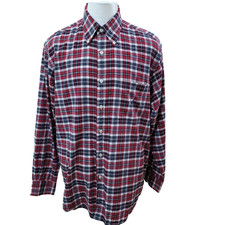 Nautica Men Size L Red Checked Cotton Long Sleeve Casual Shirt