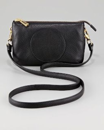 Tory Burch Mini Shoulder Bag Leather Black Zipper Women's From Japan