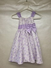 Bonnie Jean Girls Lavender Floral Party Dress with Polka Dot Bow, Size 5