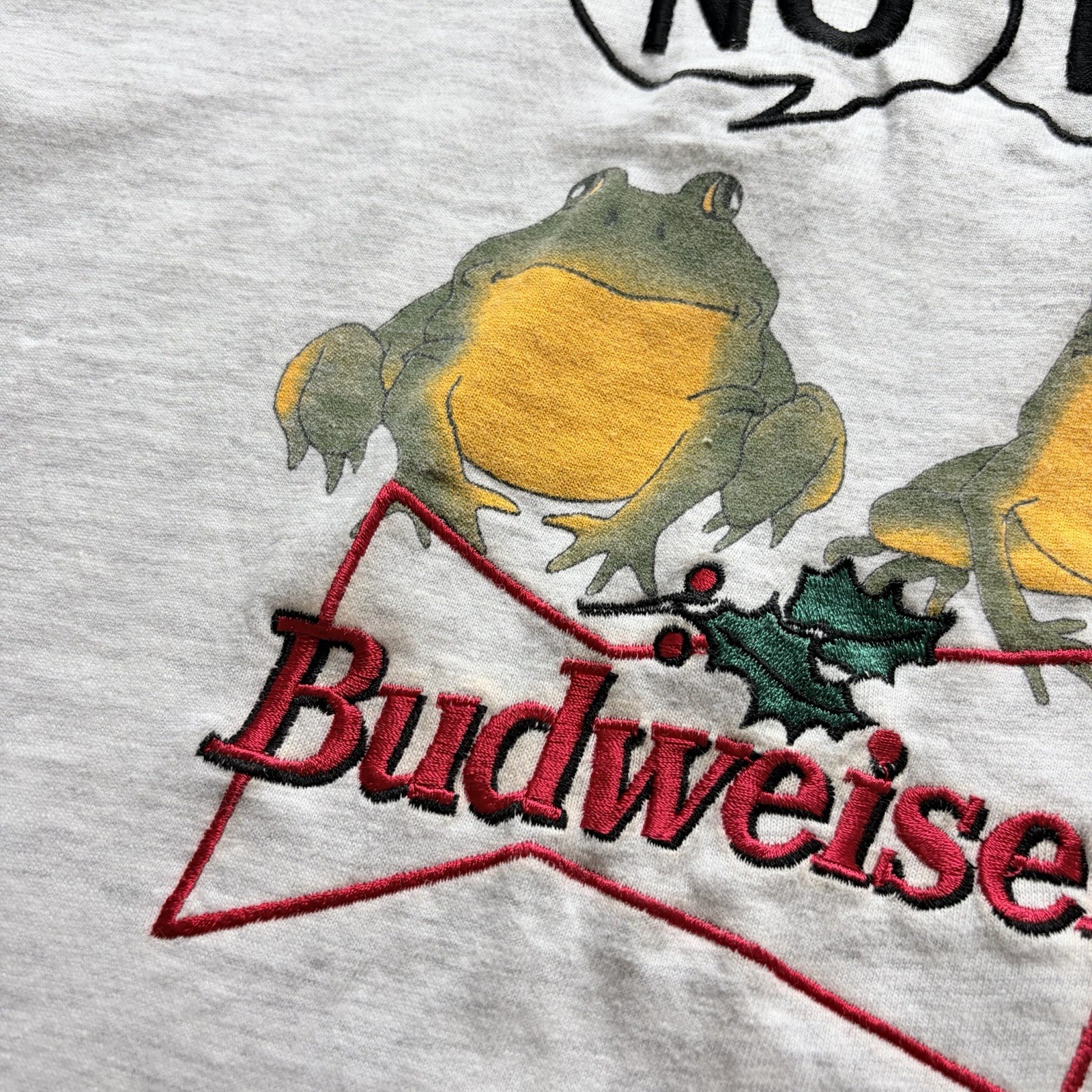 Vintage Budweiser Frog Long Sleeve Shirt Size XL Gray… - Gem