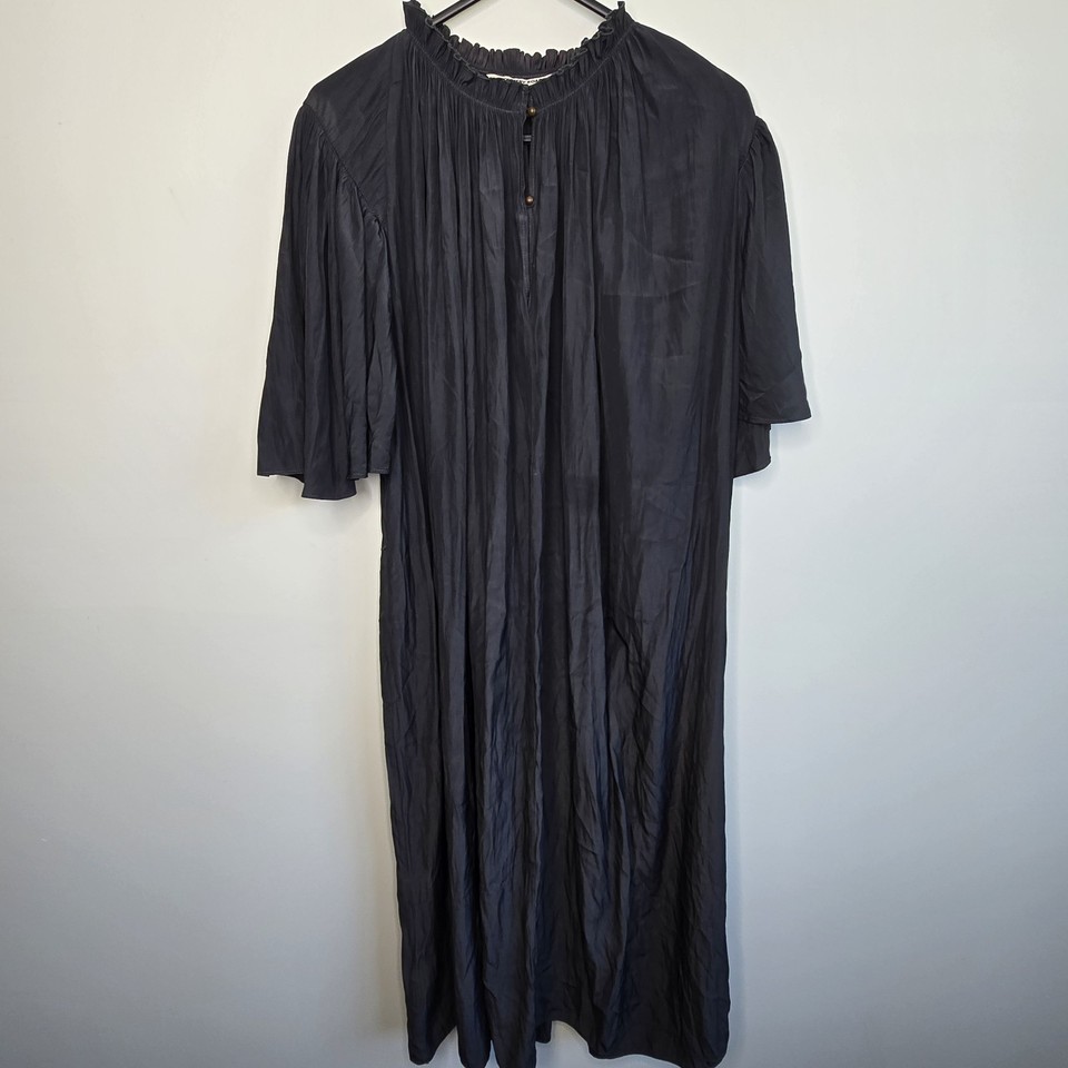 Country Road Women's Black / Dark Grey  Ruched Midi Shirt Dress Size AU 6
