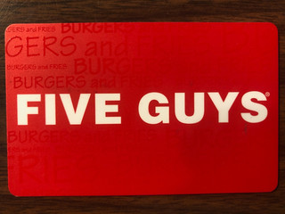 Five Guys Card $50.00 Value. Free Shipping!