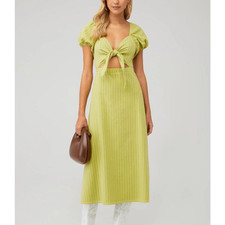 Show Me Your Mumu Gabrielle Tie Midi Dress Green Puff Sleeve XXL Sweetheart