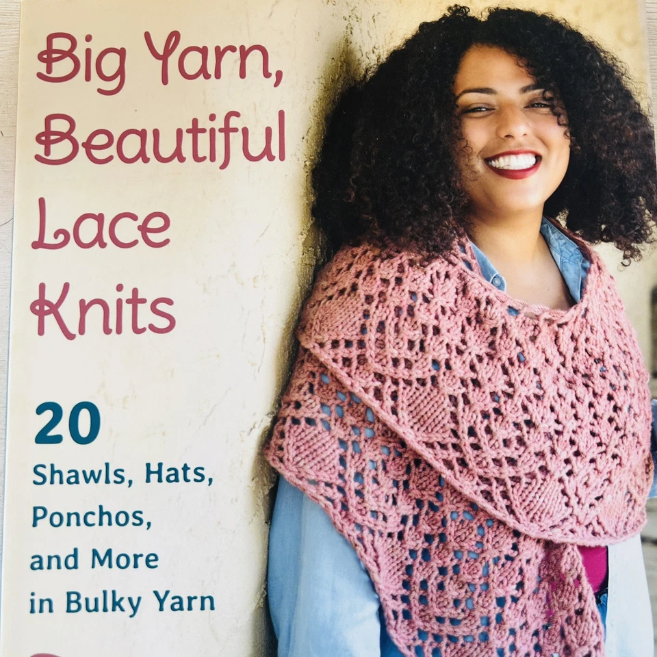 Big Yarn Beautiful Lace Knits Knitting Pattern Book 20 Fall Shawls Hats Ponchos - Image 2 of 4