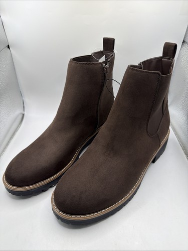 KENSIE Women's KAYLA Suede Boot Size 9 Brown Side Zip Chelsea Bootie
