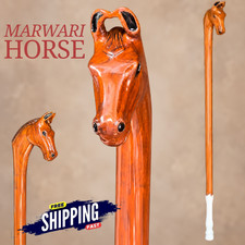 Marwari Horse Walking Stick Handmade Carved Wooden Horse Head Walking Cane