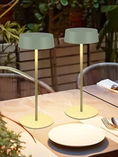 Rechargeable LED Table Lamp, 2 Pack, Aluminum, Dimmable Touch, Green