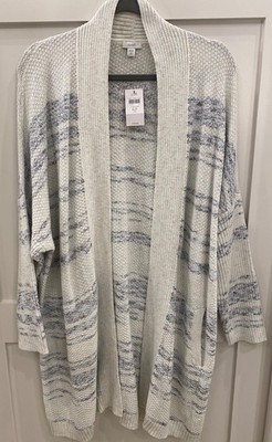 J. Jill Purejill Open Front Cardigan Lt Grey Heather Marble Size XLP NWT $109