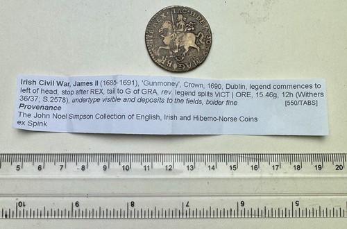 1690 Irish Gun Money corona completa - Giacomo II - ex Spink, ex Simpson (F220) - Foto 3 di 3