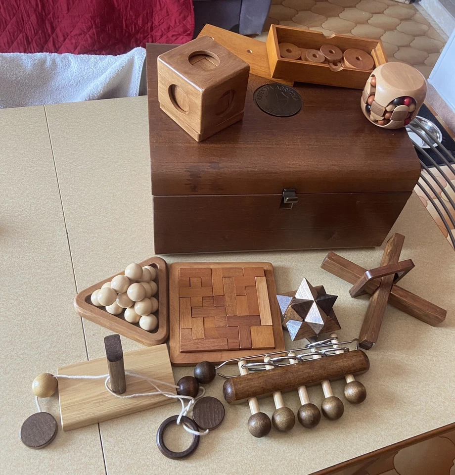 Giochi in legno bambini e adulti giochi d'ingegno rompicapo 9pz - Immagine 2 di 2