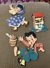 Vintage Jack and Jill Mother Goose Pin-Ups Wall Hanging Made in USA 238 TD 