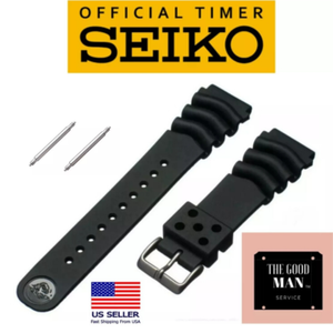 Genuine Seiko Z22 Watch Band Diver SKX171SKX173 18-22mm Black Rubber Curved  Vent | eBay