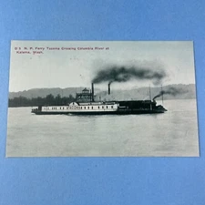 Vtg Postcard, N.P. Ferry Tacoma Crossing Columbia River at Kalama, Washington WA