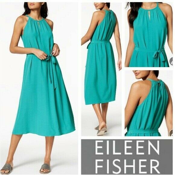 eileen fisher halter dress EILEEN FISHER FINE JERSEY HALTER BLACKBERRY JERSEY MIDI DRESS XXS