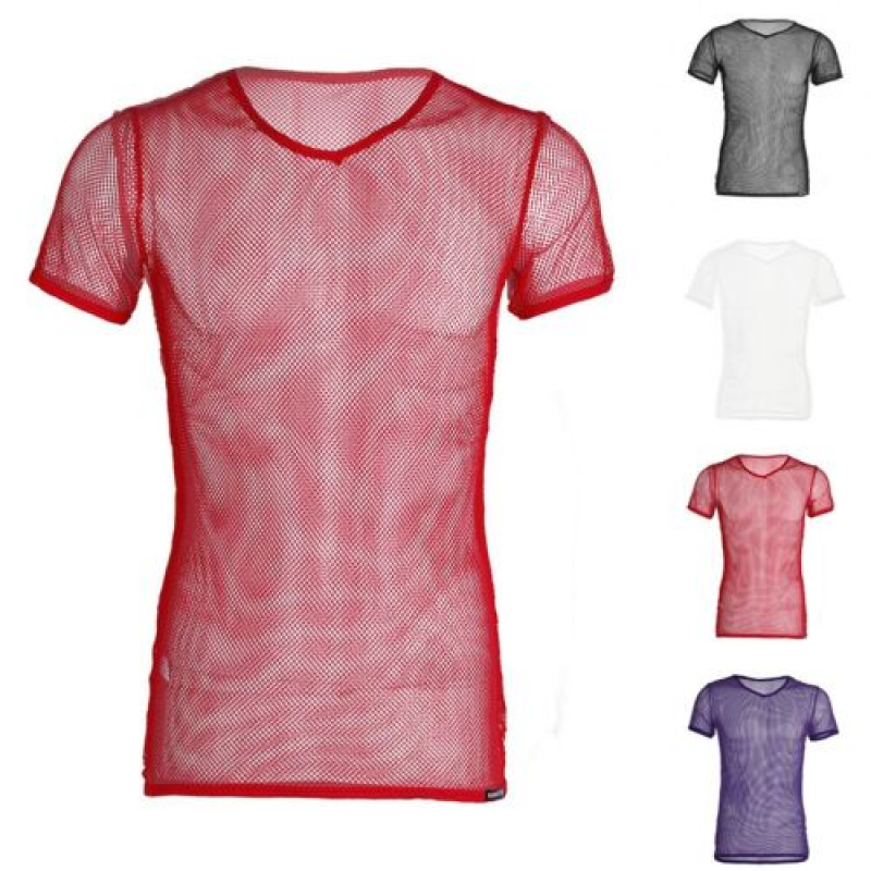 Mens Tops Tank Vest Crop Top Fishnet Gym Fitness Muscle See Through Shirt-image