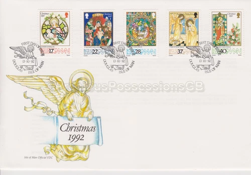 Unaddressed Isle of Man FDC First Day Cover 1992 Christmas