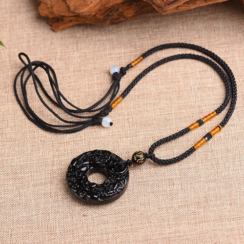 1PC Natural Black Obsidian PiXiu Women Men Lucky Pendant Necklace Amulet Jewelry - Picture 3 of 12