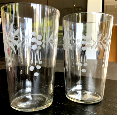 Pair of Antique Acid Etched Water Tumblers | eBay UK