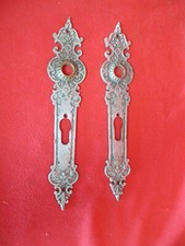 Ein Paar antike T&uuml;rblenden, Schlossblenden, Langschild, Eisen, Jugendstil