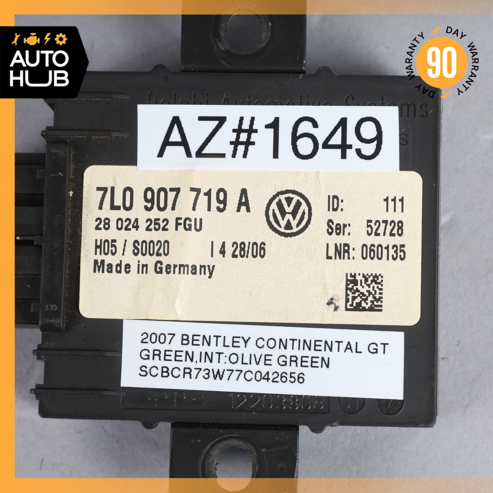03-12 Bentley Continental GT GTC Flying Spur Anti Theft Alarm Module OEM