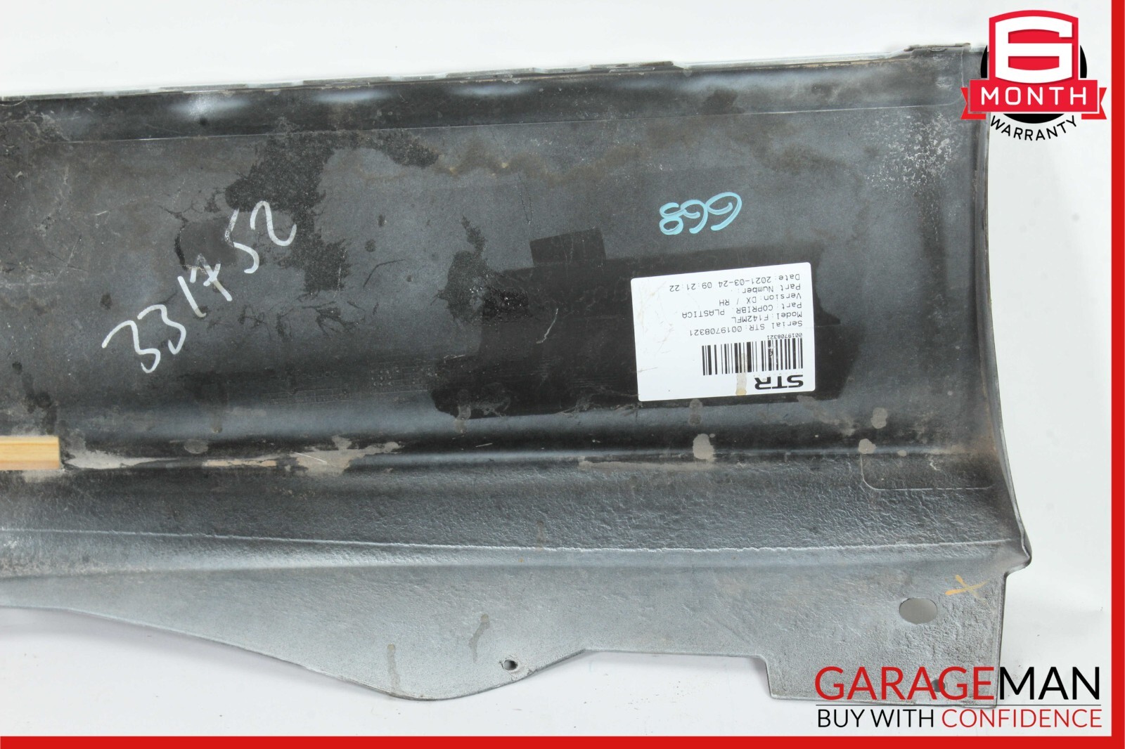 20-22 Ferrari F8 Right Side Rocker Skirt Moulding Trim Panel Cover White OEM