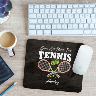 Personalisiertes Spielset Match Love Tennis Sport Mausmatte Pad Geschenk 24 cm x 19 cm