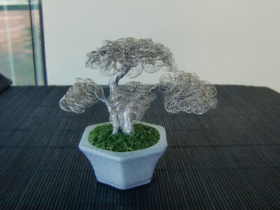 Drahtbaum Skulptur Dekobaum Bonsai Drahtkunst Handarbeit Baum silber  Dekoration | eBay.de