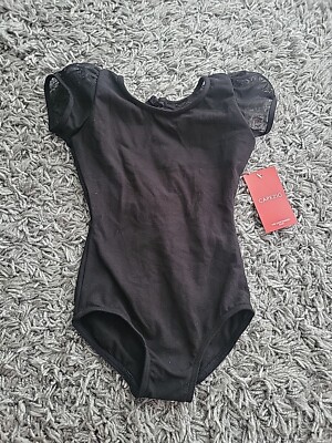 Capezio Mädchen Trikot Puffärmel Größe Small 4-5 Jahre schwarz Tanzkleidung Ballett