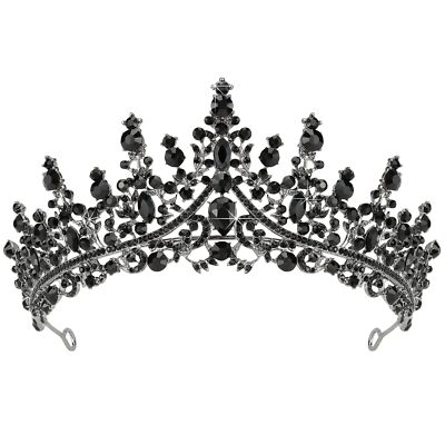 Black Tiaras Women Black Crystal Crowns Gothic Halloween Queen Wedding Costumes