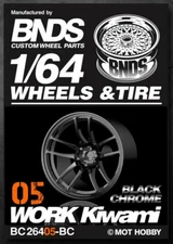 1/64 Plastic WHEELS RIMS TIRES For Diecast Models -WORK KIWAMI-05 -BLACK CHROME