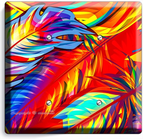 COLORFUL ABSTRACT FIREBIRD FEATHERS LIGHT SWITCH OUTLET WALL PLATE HD ROOM DECOR - Picture 10 of 34