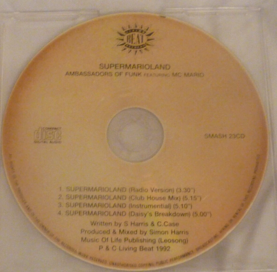 SUPER MARIO LAND  AMBASSADORS OF FUNK - RARE NINTENDO CD SINGLE UK NES SNES 1992 - Image 2 of 4