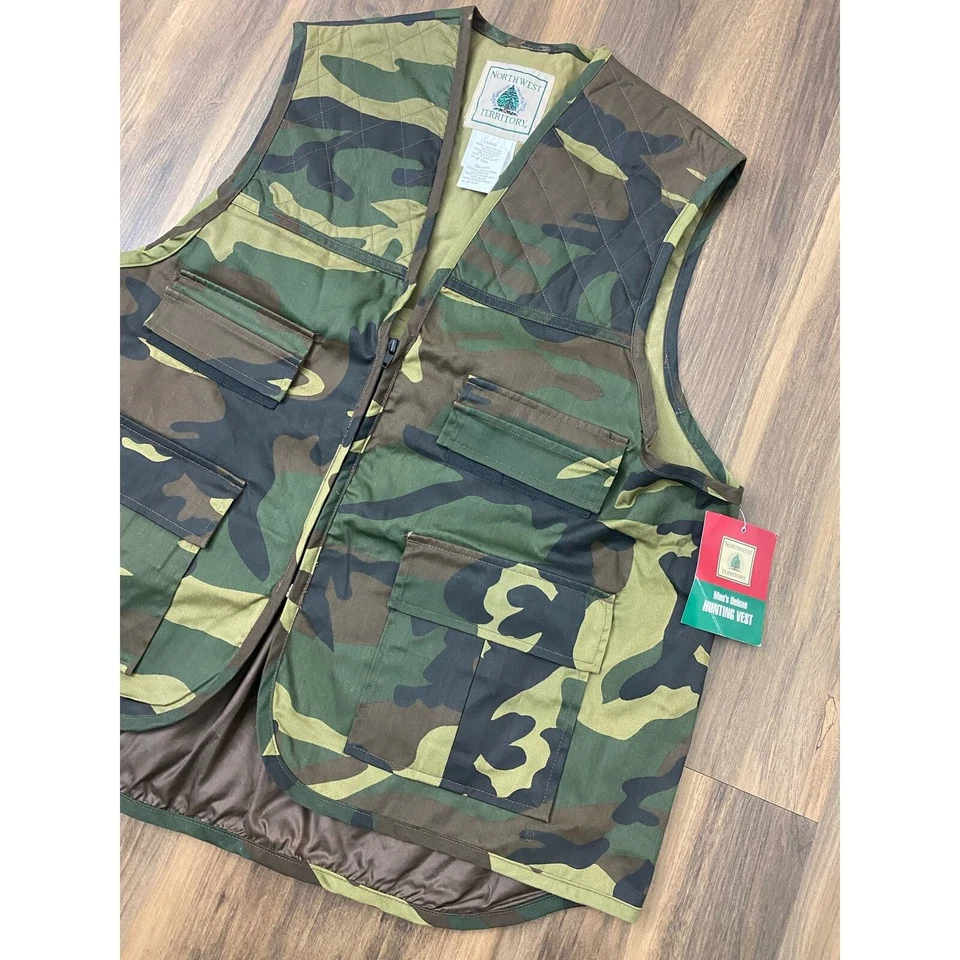 NEW VTG 90s Northwest Territory Deluxe Hunting quilted camo vest w/game bag, L - Image 2 of 4