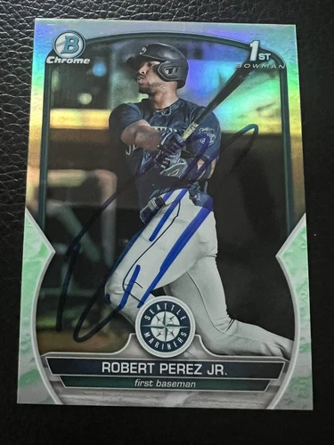 Robert Perez Jr 2023 Bowman 1st Bowman Chrome Lunar Glow Refractor Parallel Auto