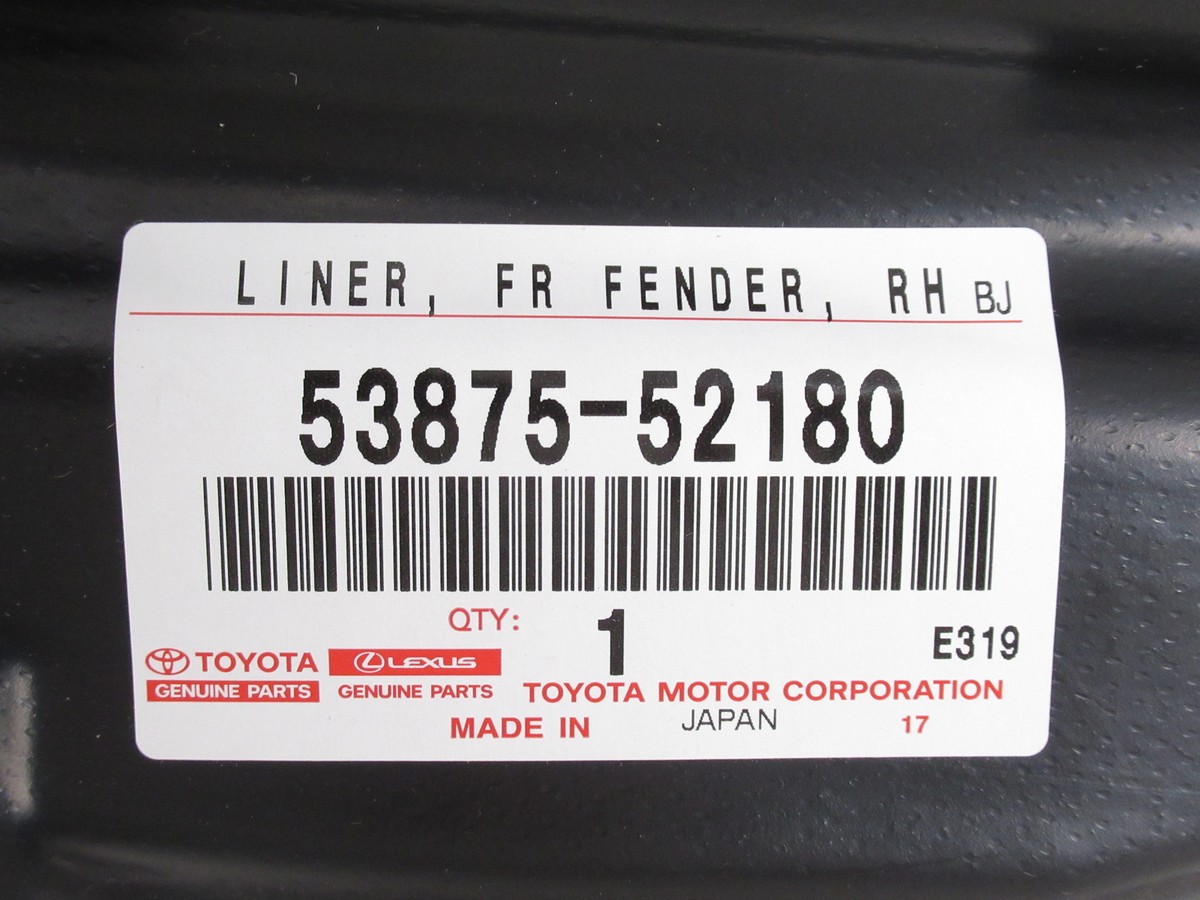 Genuine OEM Toyota 53875-52180 Passenger Front Fender Liner Splash  
