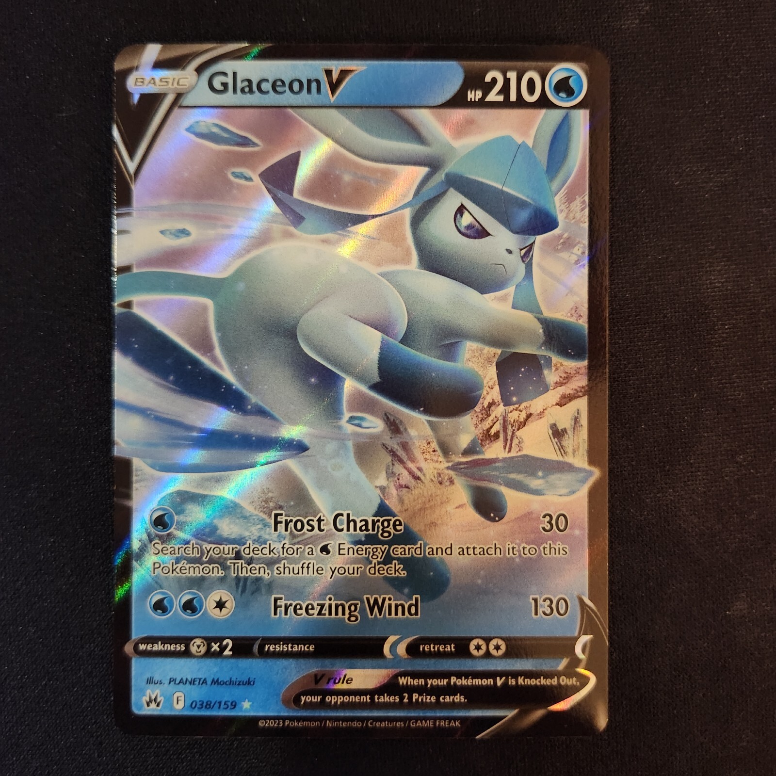 Glaceon V - 038/159 Crown Zenith - Ultra Rare Holo - Near Mint
