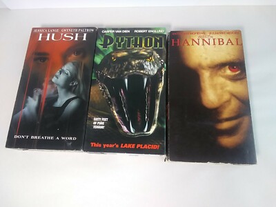 Hannibal, Hush, Python, VHS Horror Lot. ANTHONY HOPKINS, GWYNETH PALTROW, 98-01