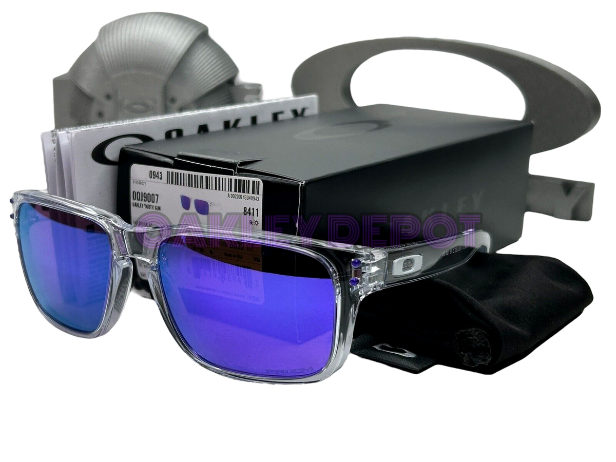 ✓🕶️ OAKLEY HOLBROOK XS 0J9007 POLISHED CLEAR/PRIZM VIOLET YOUTH