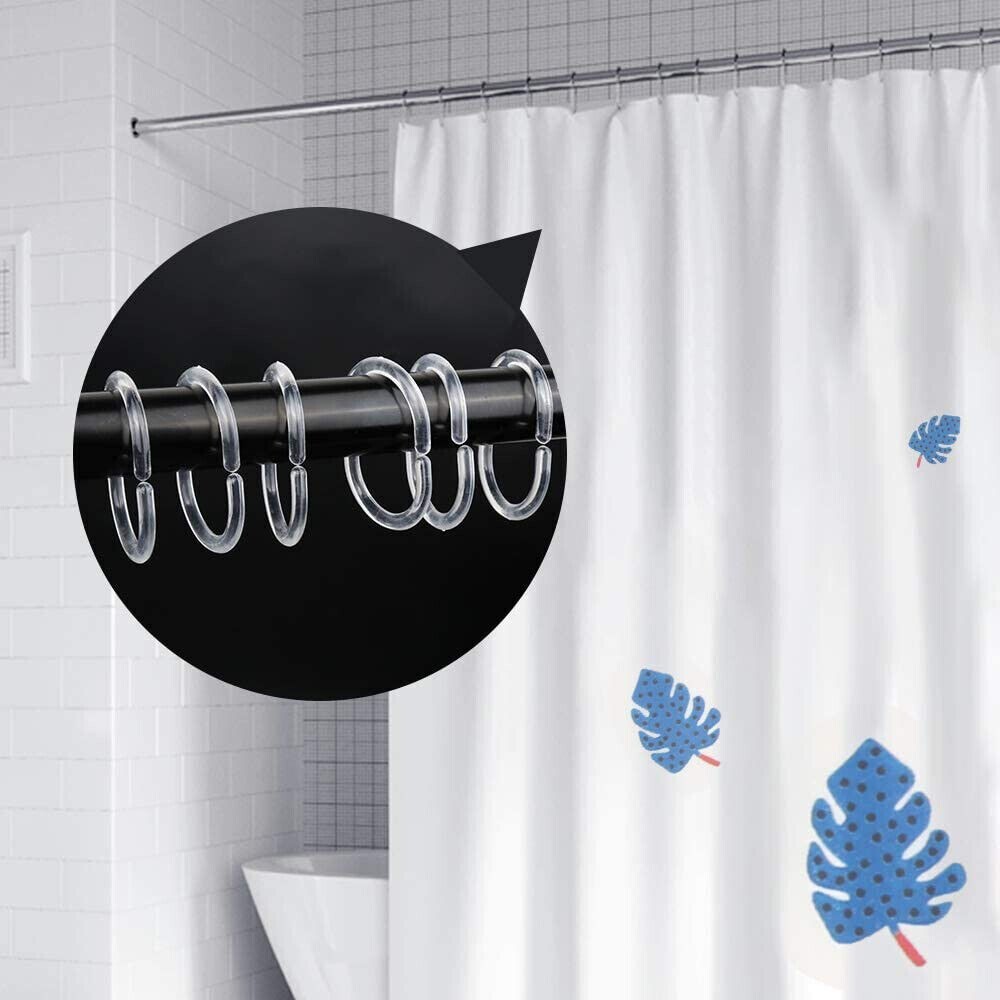 12 Pcs Shower Curtain Rings Hook Bathroom Plastic Strong Pole Rail
