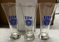 MILLER LITE PILSNER BEER GLASS LOT OF 3
