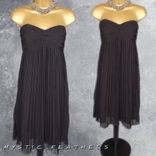 COAST Black Pleated Strapless Back Tie Empire Evening Party Coctail Dress Size 8