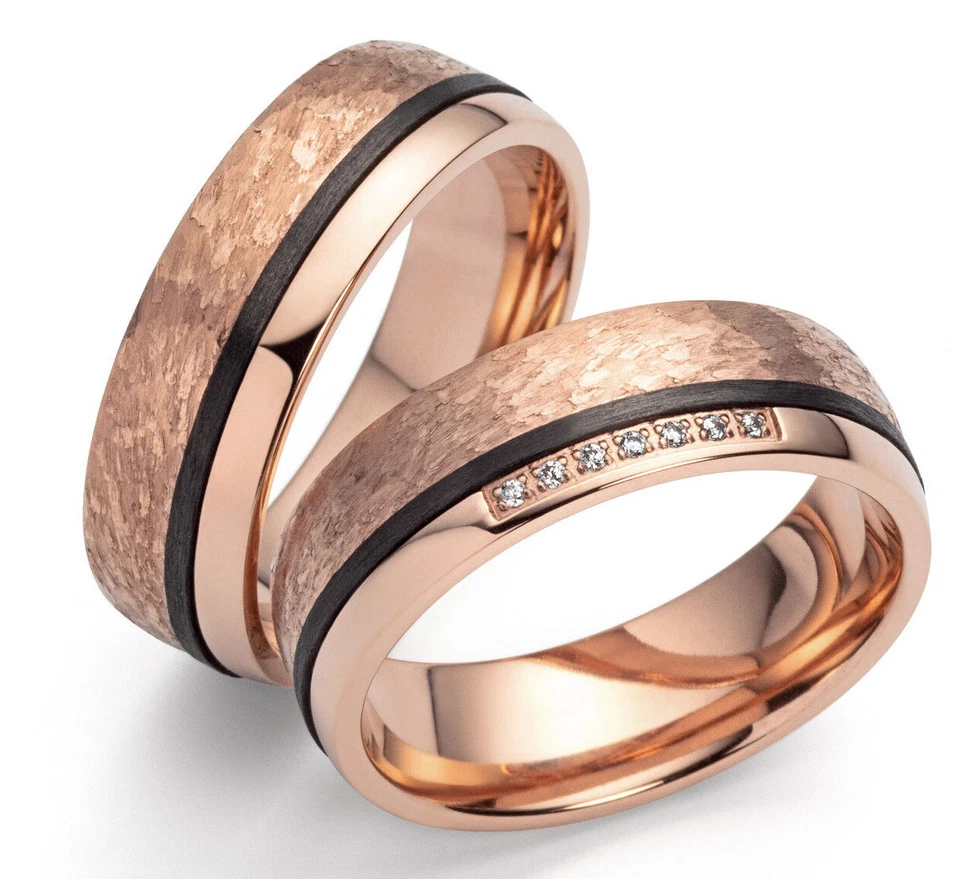 Paar Ringe Partnerringe Verlobungsringe Ehering Titan Carbon Gravur Trauring - Bild 2 von 4