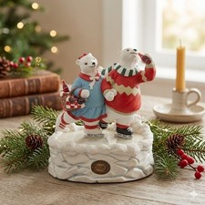 VTG 1995 Coca-Cola Heritage Collection Musical Polar Bears Ice Skating Figurine