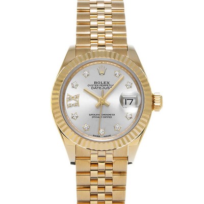 Rolex Datejust 28 279178G 28mm Yellow Gold Silver Wristwatch #WW385