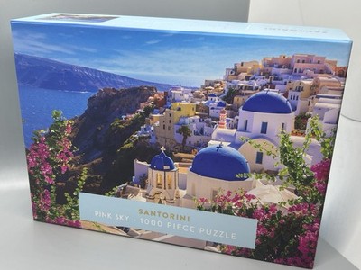 SEALED Jigsaw Puzzle (Pink Sky) 1000 Piece, Santorini Greece 26  x 19  Brand New