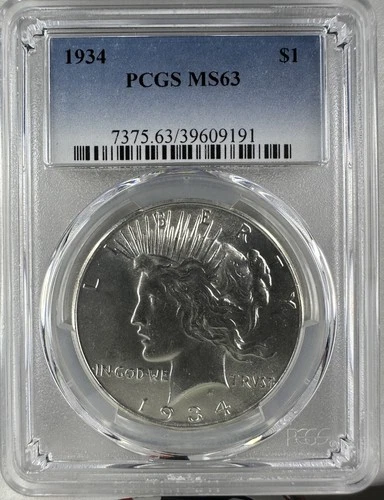1934 Peace Silver Dollar MS63 PCGS BEAUTIFUL LUSTER GREAT EYE APPEAL