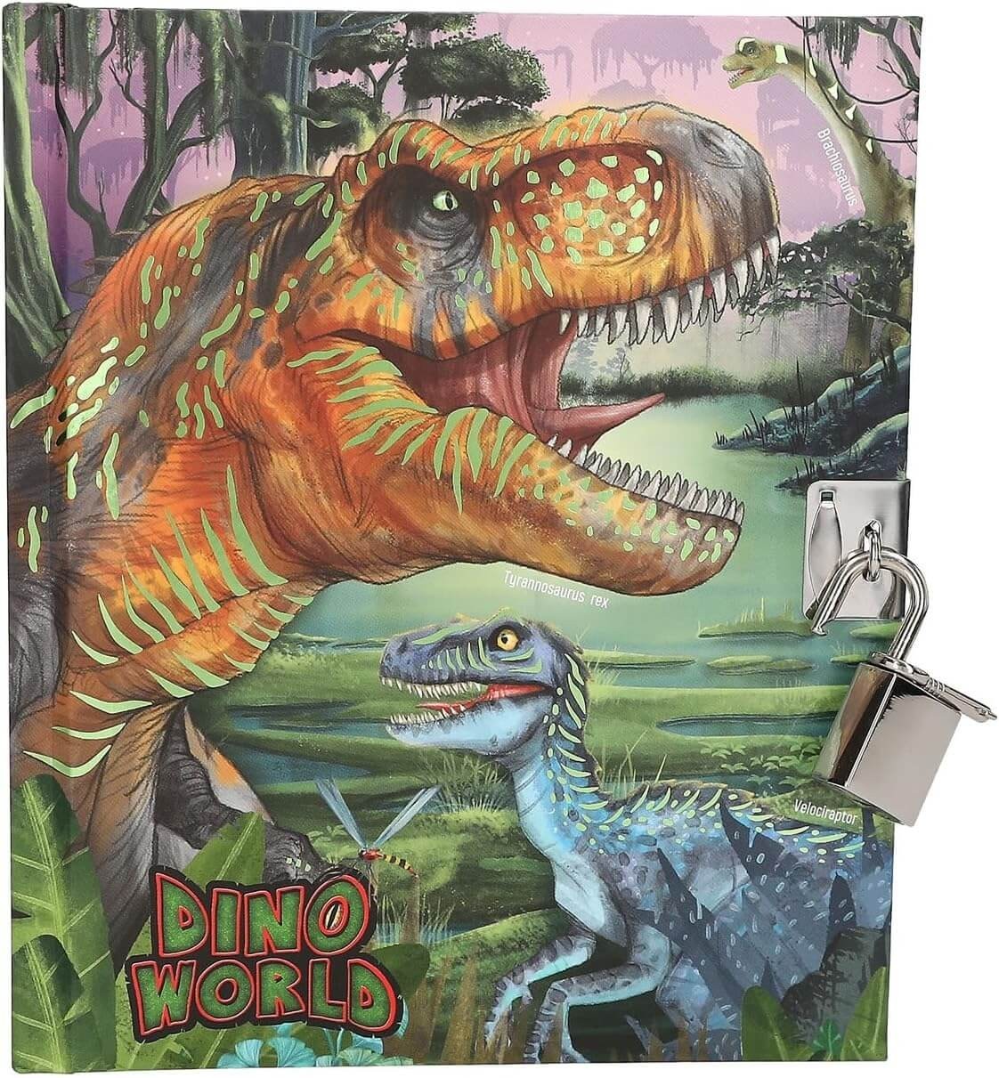 Fun Secret Diary Dinosaur Padlock Lock Lined Pages - Dino World