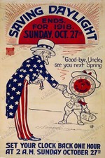 1918 WWI Daylight Saving Ends Uncle Sam Clock Wall Art Print America